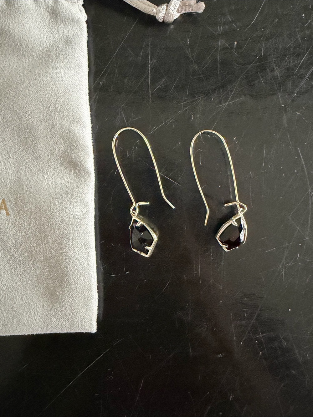Kendra Scott Black Faceted Drop Earrings